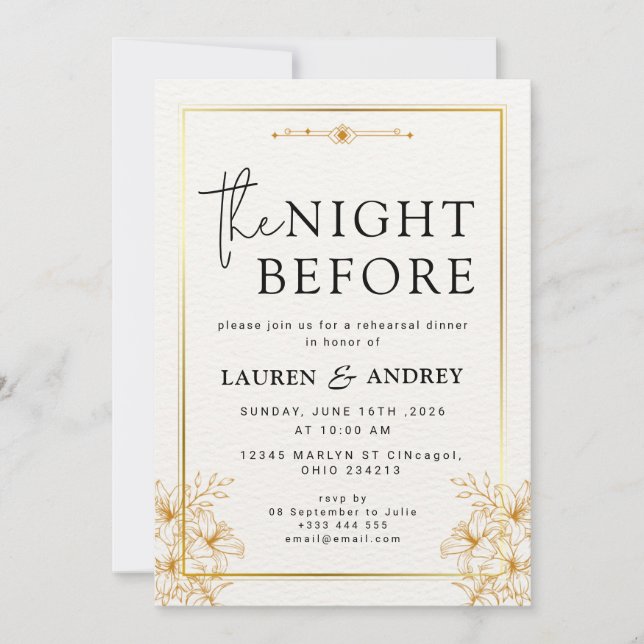 Convites The Night Before Wedding Invitation (Frente)