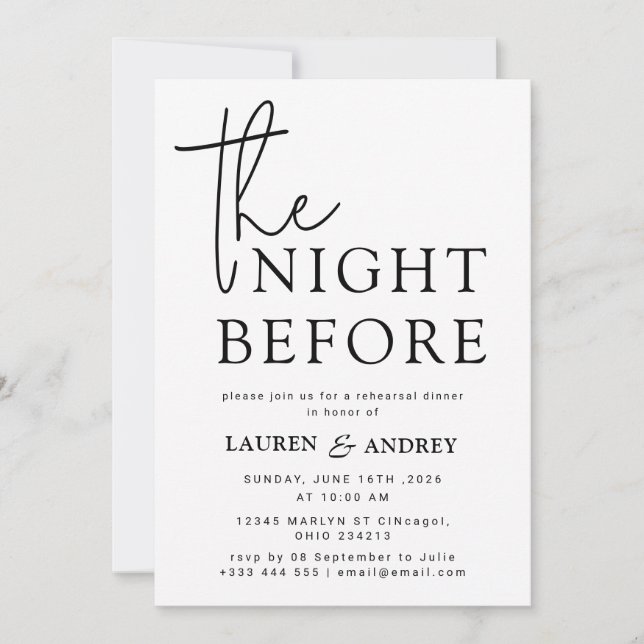 Convites The Night Before Wedding Invitation (Frente)