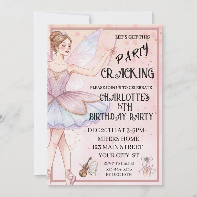 Convites  The Nutcracker Christmas Ballet Birthday (Frente)