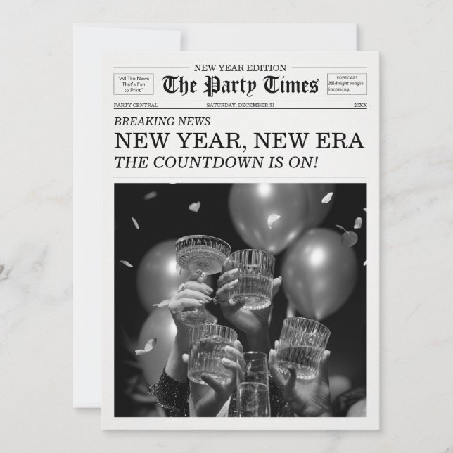 Convites The Party Times Newspaper New Year New Era (Frente)