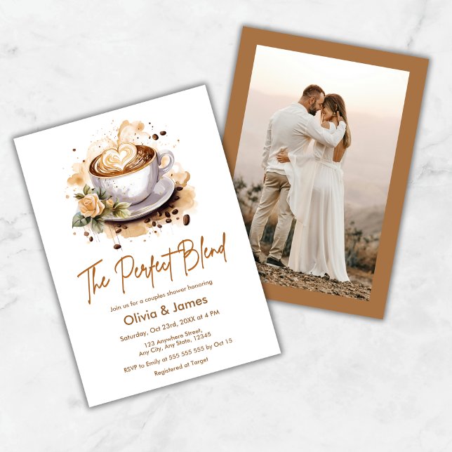 Convites The Perfect Blend Photo Wedding Couples Shower (The Perfect Blend Coffee Photo Wedding Couples Shower Invitation )
