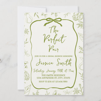 Convites The Perfect Pair Green Bridal Shower Invitation
