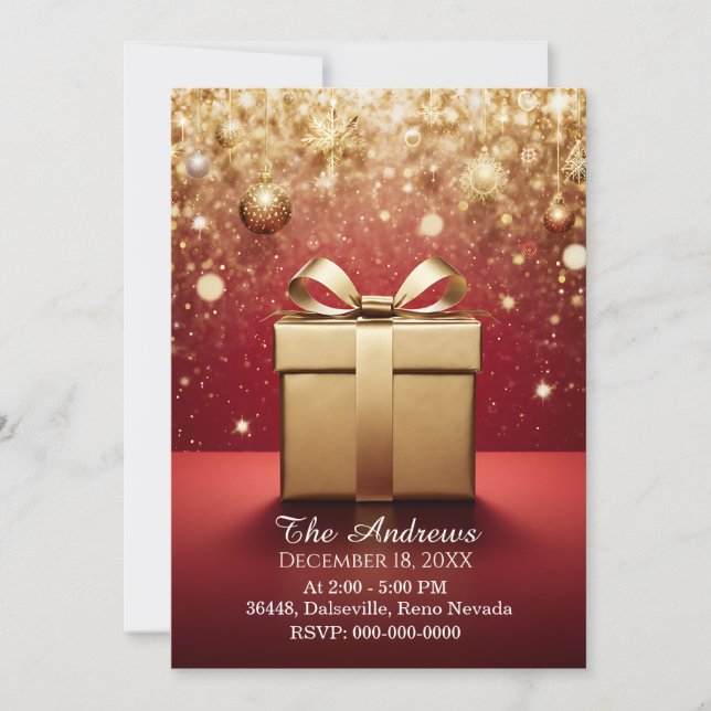 Convites The Real Gift Gold Christmas Present Invitations (Frente)