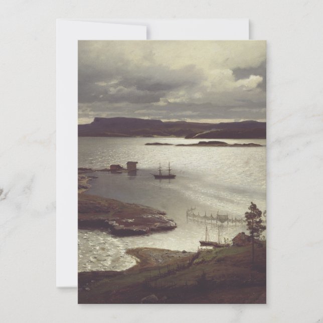 Convites The Sandvik Fiord by Hans Gude (Frente)