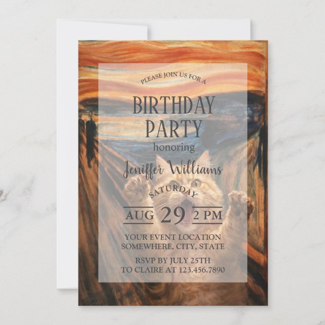 Convites The Scream Cat Parody Art                          (Frente)