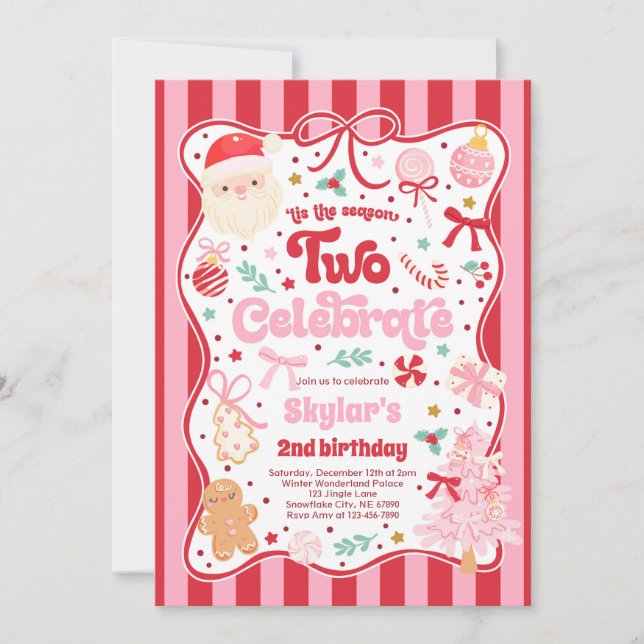 Convites The Season Two Celebrate Christmas 2nd Birthday (Frente)