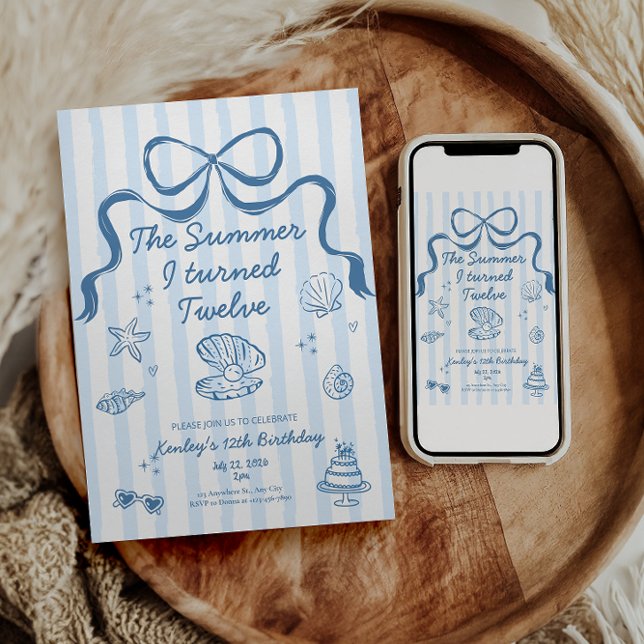 Convites The Summer I turned 12 Birthday Invitation (Criador carregado)