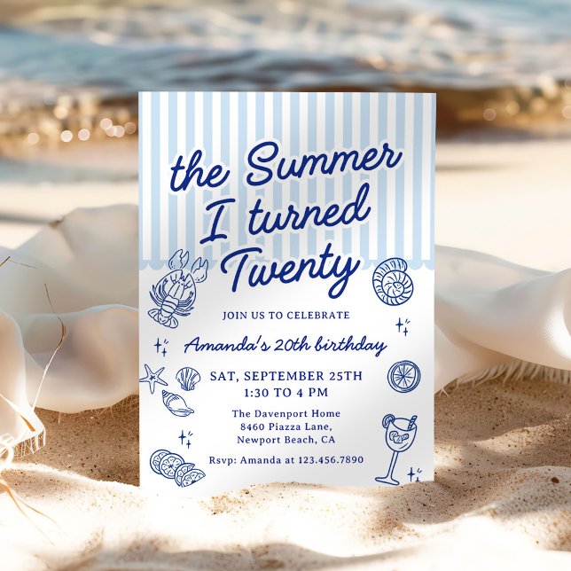 Convites The Summer I Turned Twenty 20th Birthday Party (Criador carregado)