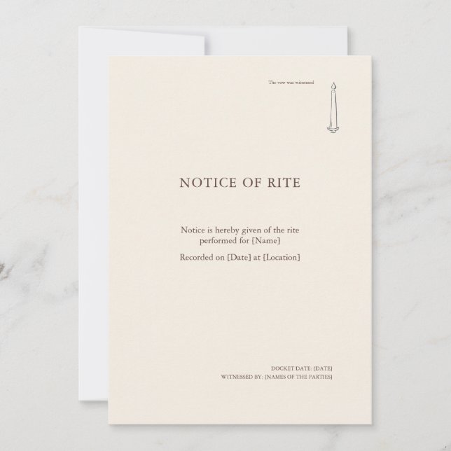Convites The Taper Flame- Religious Rite Notice Invitation (Frente)