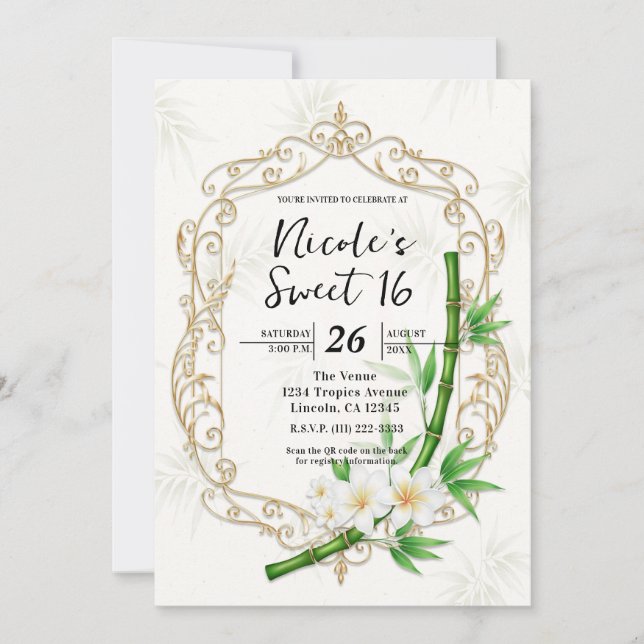 Convites The Tropical Imperial Bamboo Garden Sweet 16 (Frente)