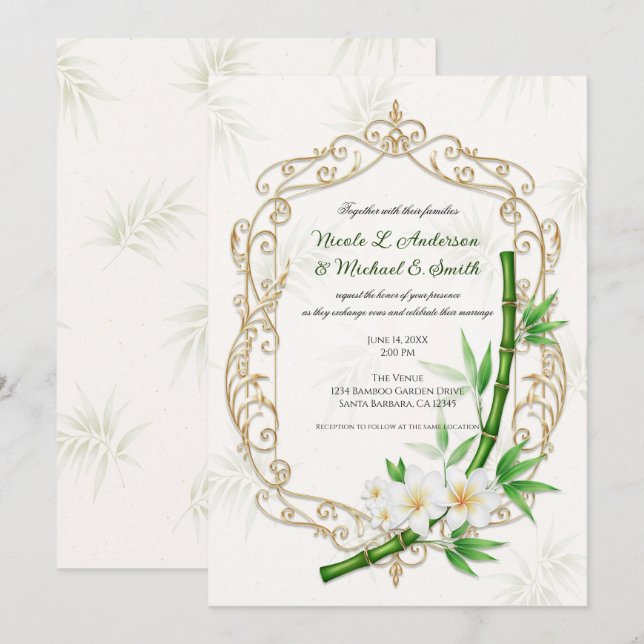 Convites The Tropical Imperial Bamboo Garden Wedding  (Frente/Verso)