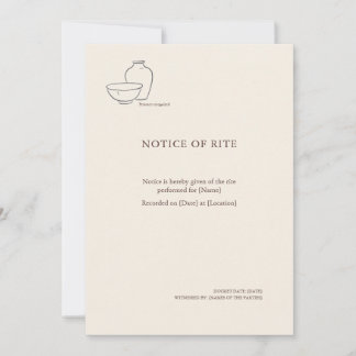 Convites The Vessel- Minimalist Sacrement Announcement 