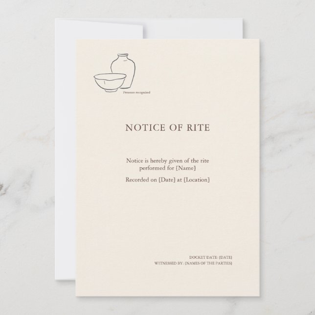 Convites The Vessel- Minimalist Sacrement Announcement  (Frente)