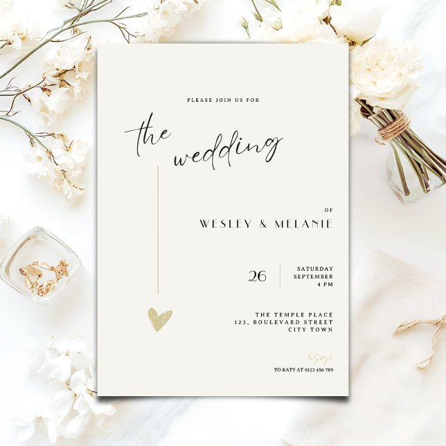 Convites The wedding Invitation - Minimalist Black and Gold (Criador carregado)