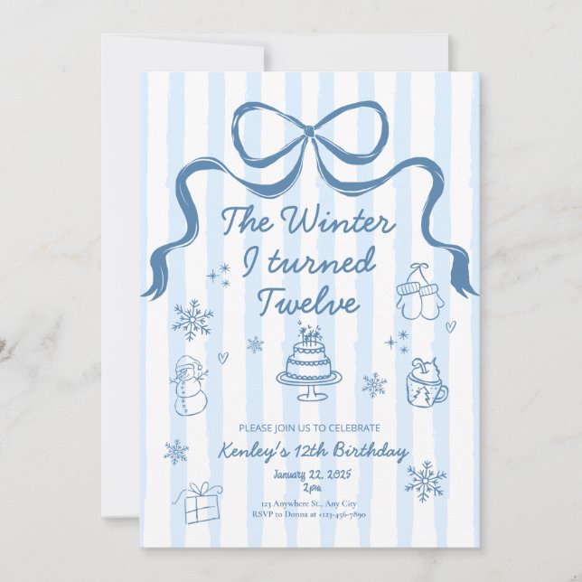 Convites The Winter I turned 12 Birthday Invitation (Frente)