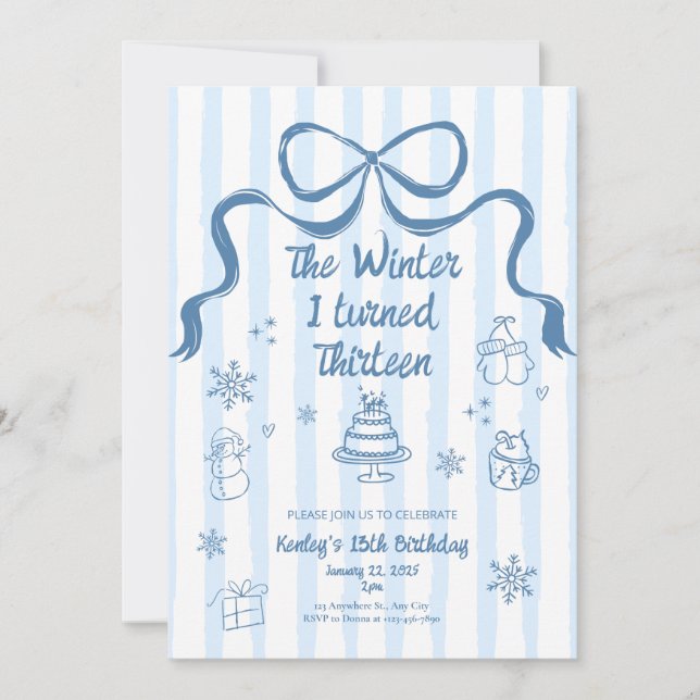 Convites The Winter I turned 13 Birthday Invitation (Frente)