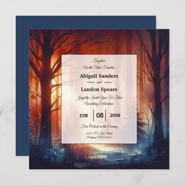 Convites The Woodland Spell of Falling Leaves Wedding (Frente/Verso)