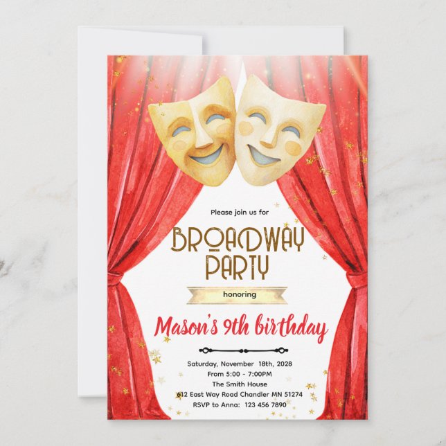 Convites Theater cinema birthday party Invitation  (Frente)
