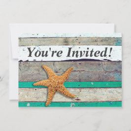Convites Theme Starfish Rustic Casamento