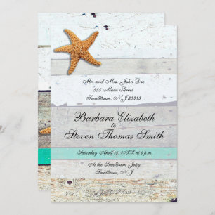 Convites Theme Starfish Rustic Casamento