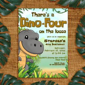 Convites There's a Dino Four on the Loose - 4rd Birthday