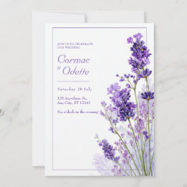 Convites Thin Purple Watercolor Lavender Frame Wedding