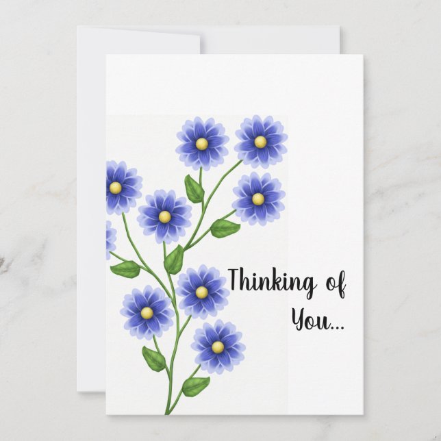 Convites Thinking of You - Blue Flower (Frente)