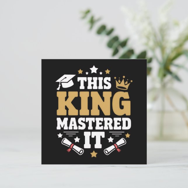 Convites This King I Mastered It Masters Graduation Class  (Em pé/Frente)
