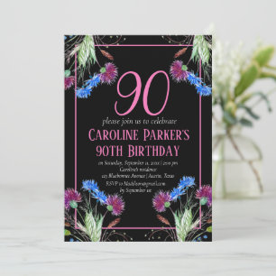 Convites Thiste Scottish 90 Birthday Purple Floral