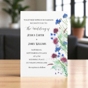 Convites Thistle Cornflower Wildflower Rustic Weding