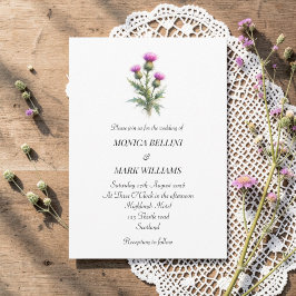 Convites Thistle Purple Floral Scottish Simple Wedding