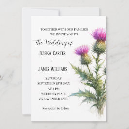Convites Thistle Scottish Watercolor Rustic Wedding