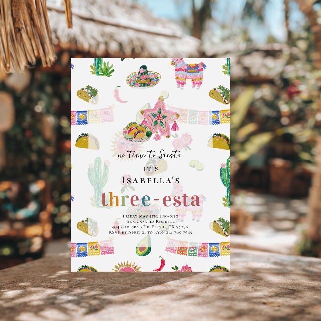 Convites Three-esta Fiesta 3rd Birthday (Criador carregado)