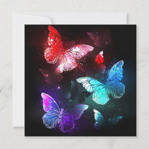Convites Three Glowing Butterflies on night background
