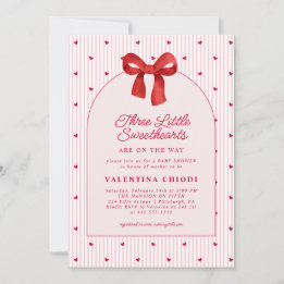 Convites Three Little Sweethearts Valentine Baby Shower 