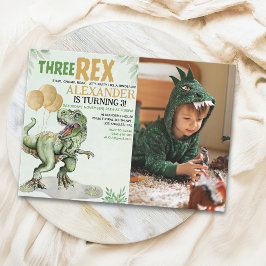Convites Three Rex - Funny Birthday 3rd Boy Dinosaur