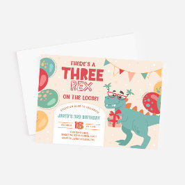Convites Three Rex Invitation Boy. Dinosaur 3rd Birthday
