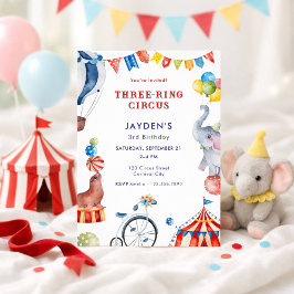 Convites Three Ring Circus 3rd Birthday Carnival Animal