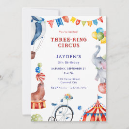Convites Three Ring Circus 5th Birthday Carnival Animal