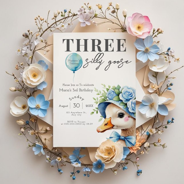 Convites Three Silly Goose Boy 3rd Birthday  Invitation (Criador carregado)