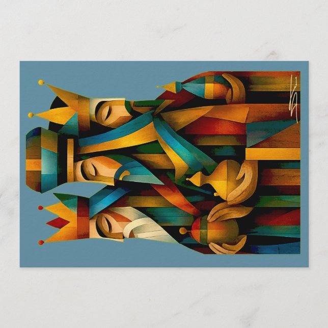 Convites Three Wise Men Abstract Nativity Art (Frente)