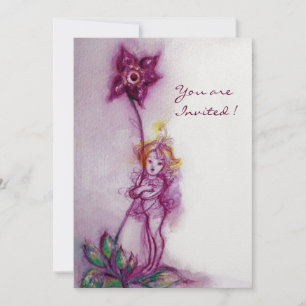 Convites THUMBELINA 2,roxa-rosa, branco, gelo metálico