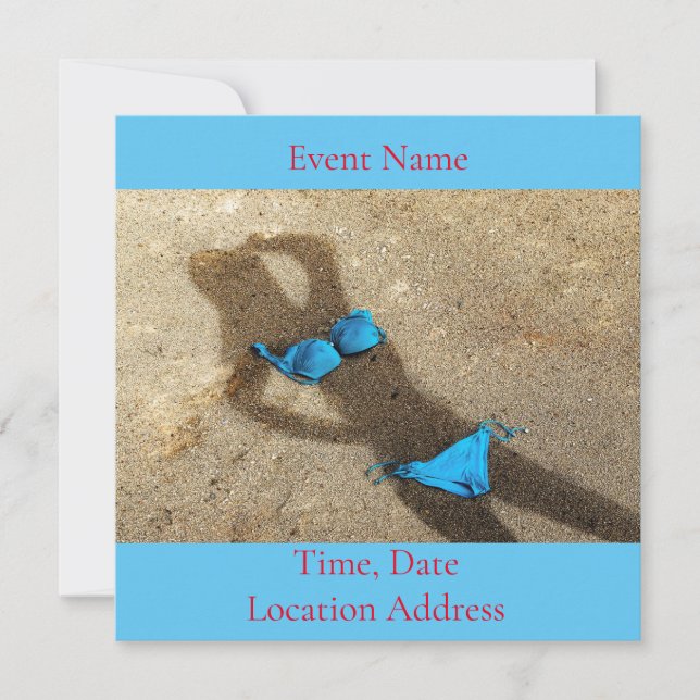 Convites Thunder_Cove da Areia de Bikini Azul (Frente)