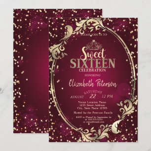 Convites Tiara Armação Dourada, Diamantes Festa Sweet 16 Bu