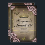 Convites Tiara Borboletas Rosa Pálidas Rosas Doces 16 Foto<br><div class="desc">Personalize como quiser. Substitua a foto no verso por sua própria foto ou remova a foto juntos.</div>