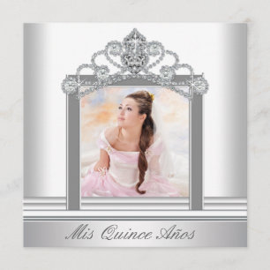 Convites Tiara Branca Foto Branca Doce Quinceanera