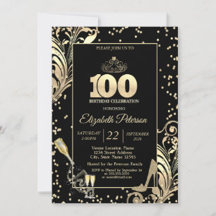 Convites Tiara Brilho Salto Diamantes Espirais 100º Anivers