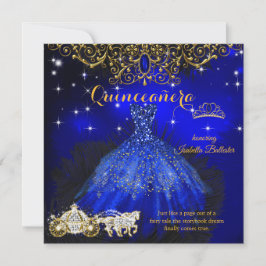 Convites Tiara Conto de Fadas Azul Real Aniversário de Quin