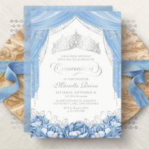 Tiara Coroa Azul Claro Quinceanera