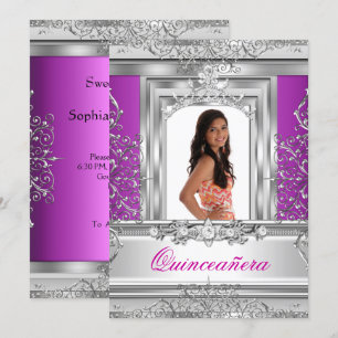 Convites Tiara de 15 anos de idade Roxo Prata Quinceañera